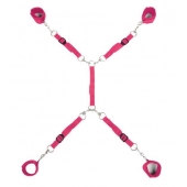 Ярко-розовый набор фиксаций на кровати Classic Bed Spreader - Lux Fetish - купить с доставкой в Южно-Сахалинске