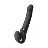 Черный безремневой вибрострапон Vibrating Bendable Strap-On L - Strap-on-me - купить с доставкой в Южно-Сахалинске