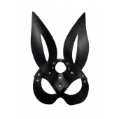 Черная кожаная маска зайки Miss Bunny - БДСМ Арсенал - купить с доставкой в Южно-Сахалинске