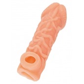 Телесная закрытая насадка с венками Cock Sleeve Size L - 17,6 см. - KOKOS - в Южно-Сахалинске купить с доставкой