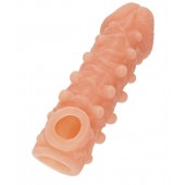 Телесная закрытая насадка с шариками Cock Sleeve Size S - 13,8 см. - KOKOS - в Южно-Сахалинске купить с доставкой