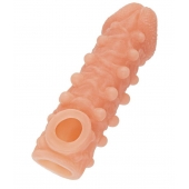 Телесная закрытая насадка с шариками Cock Sleeve Size L - 17,6 см. - KOKOS - в Южно-Сахалинске купить с доставкой