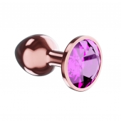 Пробка цвета розового золота с лиловым кристаллом Diamond Quartz Shine L - 8,3 см. - Lola Games - купить с доставкой в Южно-Сахалинске
