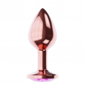 Пробка цвета розового золота с лиловым кристаллом Diamond Quartz Shine L - 8,3 см. - Lola Games - купить с доставкой в Южно-Сахалинске