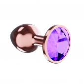 Пробка цвета розового золота с фиолетовым кристаллом Diamond Amethyst Shine L - 8,3 см. - Lola Games - купить с доставкой в Южно-Сахалинске