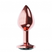 Пробка цвета розового золота с черным кристаллом Diamond Jet Shine L - 8,3 см. - Lola Games - купить с доставкой в Южно-Сахалинске