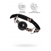 Черный кляп-шар на леопардовых ремешках Anonymo - ToyFa - купить с доставкой в Южно-Сахалинске