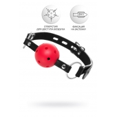 Красный кляп-шар на черных ремешках - ToyFa - купить с доставкой в Южно-Сахалинске