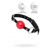 Красный кляп-шар на черных ремешках Anonymo - ToyFa - купить с доставкой в Южно-Сахалинске