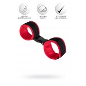 Красно-черные велюровые наручники Anonymo - ToyFa - купить с доставкой в Южно-Сахалинске