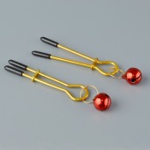 Золотистые зажимы с колокольчиками Gold - Sitabella - купить с доставкой в Южно-Сахалинске