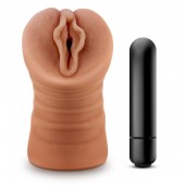 Мастурбатор-вагина цвета карамели Sofia с вибрацией - Blush Novelties - в Южно-Сахалинске купить с доставкой