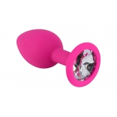 Розовая малая силиконовая пробка с прозрачным кристаллом - Свободный ассортимент