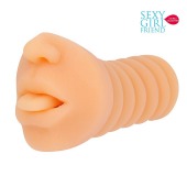 Телесный мастурбатор-ротик с высунутым язычком - Bior toys - в Южно-Сахалинске купить с доставкой