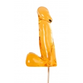 Оранжевый леденец в форме пениса со вкусом аморетто - Sosuчki - купить с доставкой в Южно-Сахалинске