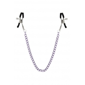 Зажимы для сосков с фиолетовой цепочкой Sweet Caress Nipple Chain - Sweet Caress - купить с доставкой в Южно-Сахалинске