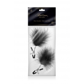 Зажимы на соски с черными пуховыми кисточками Sweet Caress Feather Nipple Clumps - Sweet Caress - купить с доставкой в Южно-Сахалинске