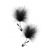 Зажимы на соски с черными пуховыми кисточками Sweet Caress Feather Nipple Clumps - Sweet Caress - купить с доставкой в Южно-Сахалинске
