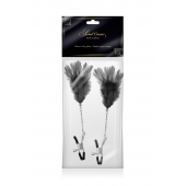 Зажимы для сосков с черными перьями Sweet Caress Feather Nipple Clumps - Sweet Caress - купить с доставкой в Южно-Сахалинске