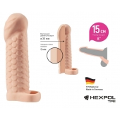 Телесная рельефная насадка-удлинитель KLEON с подхватом - 15 см. - Sitabella - в Южно-Сахалинске купить с доставкой