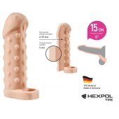 Телесная насадка-удлинитель с пупырышками KLEON - 15 см. - Sitabella - в Южно-Сахалинске купить с доставкой