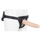 Пустотелый страпон Harness CLASSIC с бандажом - 19,5 см. - LOVETOY (А-Полимер) - купить с доставкой в Южно-Сахалинске