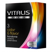 Цветные ароматизированные презервативы VITALIS PREMIUM color   flavor - 3 шт. - Vitalis - купить с доставкой в Южно-Сахалинске