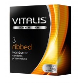 Ребристые презервативы VITALIS PREMIUM ribbed - 3 шт. - Vitalis - купить с доставкой в Южно-Сахалинске