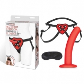 Красный поясной фаллоимитатор Red Heart Strap on Harness   5in Dildo Set - 12,25 см. - Lux Fetish - купить с доставкой в Южно-Сахалинске