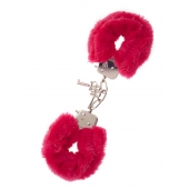 Металлические наручники с красной меховой опушкой METAL HANDCUFF WITH PLUSH RED - Dream Toys - купить с доставкой в Южно-Сахалинске