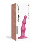 Розовая насадка Strap-On-Me Dildo Plug Beads size S - Strap-on-me - купить с доставкой в Южно-Сахалинске