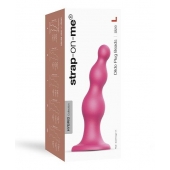 Розовая насадка Strap-On-Me Dildo Plug Beads size L - Strap-on-me - купить с доставкой в Южно-Сахалинске