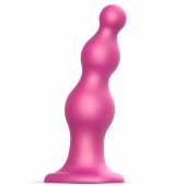 Розовая насадка Strap-On-Me Dildo Plug Beads size L - Strap-on-me - купить с доставкой в Южно-Сахалинске