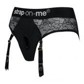 Черные трусики для насадок Diva Lingerie Harness - size S - Strap-on-me - купить с доставкой в Южно-Сахалинске