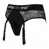 Черные трусики для насадок Diva Lingerie Harness - size M - Strap-on-me - купить с доставкой в Южно-Сахалинске