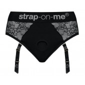 Черные трусики для насадок Diva Lingerie Harness - size M - Strap-on-me - купить с доставкой в Южно-Сахалинске