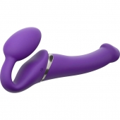 Фиолетовый безремневой вибрострапон Vibrating Bendable Strap-On - size L - Strap-on-me - купить с доставкой в Южно-Сахалинске