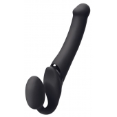 Черный безремневой вибрострапон Silicone Bendable Strap-On - size XL - Strap-on-me - купить с доставкой в Южно-Сахалинске