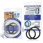 Набор из двух черных силиконовых колец разного диаметра SILICONE COCK RING SET - BlueLine - в Южно-Сахалинске купить с доставкой