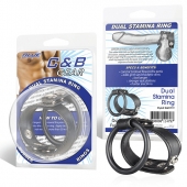 Двойное кольцо выносливости на пенис DUAL STAMINA RING - BlueLine - в Южно-Сахалинске купить с доставкой