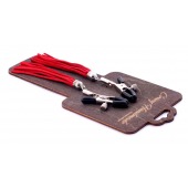 Металлические зажимы на соски с красными замшевыми кисточками - Crazy Handmade - купить с доставкой в Южно-Сахалинске