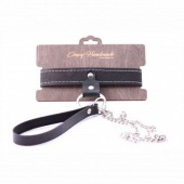 Узкий однослойный ошейник с поводком - Crazy Handmade - купить с доставкой в Южно-Сахалинске