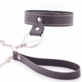 Узкий однослойный ошейник с поводком - Crazy Handmade - купить с доставкой в Южно-Сахалинске