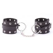 Черные кожаные оковы с люверсами - Crazy Handmade - купить с доставкой в Южно-Сахалинске