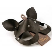 Черная кожаная маска  Кошка  с маленькими ушками - Crazy Handmade - купить с доставкой в Южно-Сахалинске