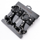 Черные наручники с креплением на кисть руки - Crazy Handmade - купить с доставкой в Южно-Сахалинске
