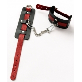 Черные оковы с красным декором и заклепками - Crazy Handmade - купить с доставкой в Южно-Сахалинске