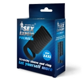 Черная открытая насадка на пенис с кольцом для мошонки XXXL-size - 9,9 см. - Sex Expert - в Южно-Сахалинске купить с доставкой