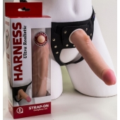 Реалистичный страпон Harness из трусиков и насадки-фаллоса - 18,5 см. - LOVETOY (А-Полимер) - купить с доставкой в Южно-Сахалинске