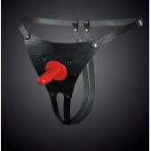 Чёрные кожаные универсальные трусики со штырьком для насадок - Sitabella - купить с доставкой в Южно-Сахалинске